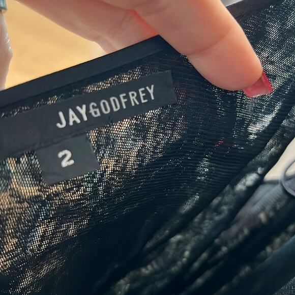 NWT! $300+ JAY GODFREY / REVOLVE black dress silver white sequins one sh… - Picture 5 of 8